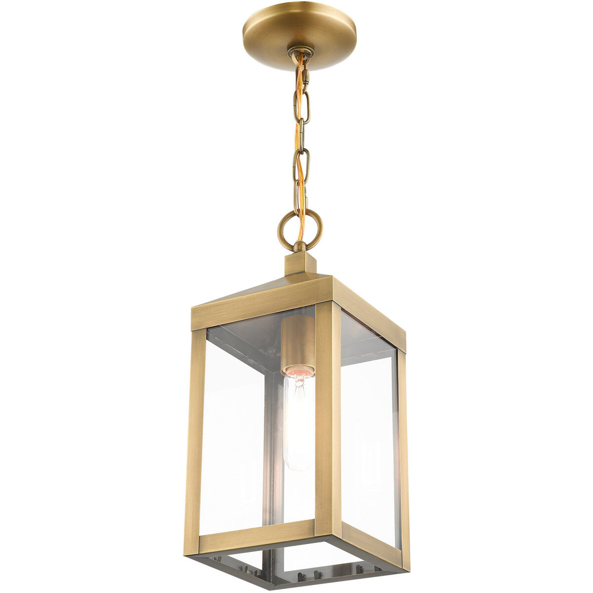 Nyack 1 Light 6 inch Antique Brass Outdoor Pendant Lantern