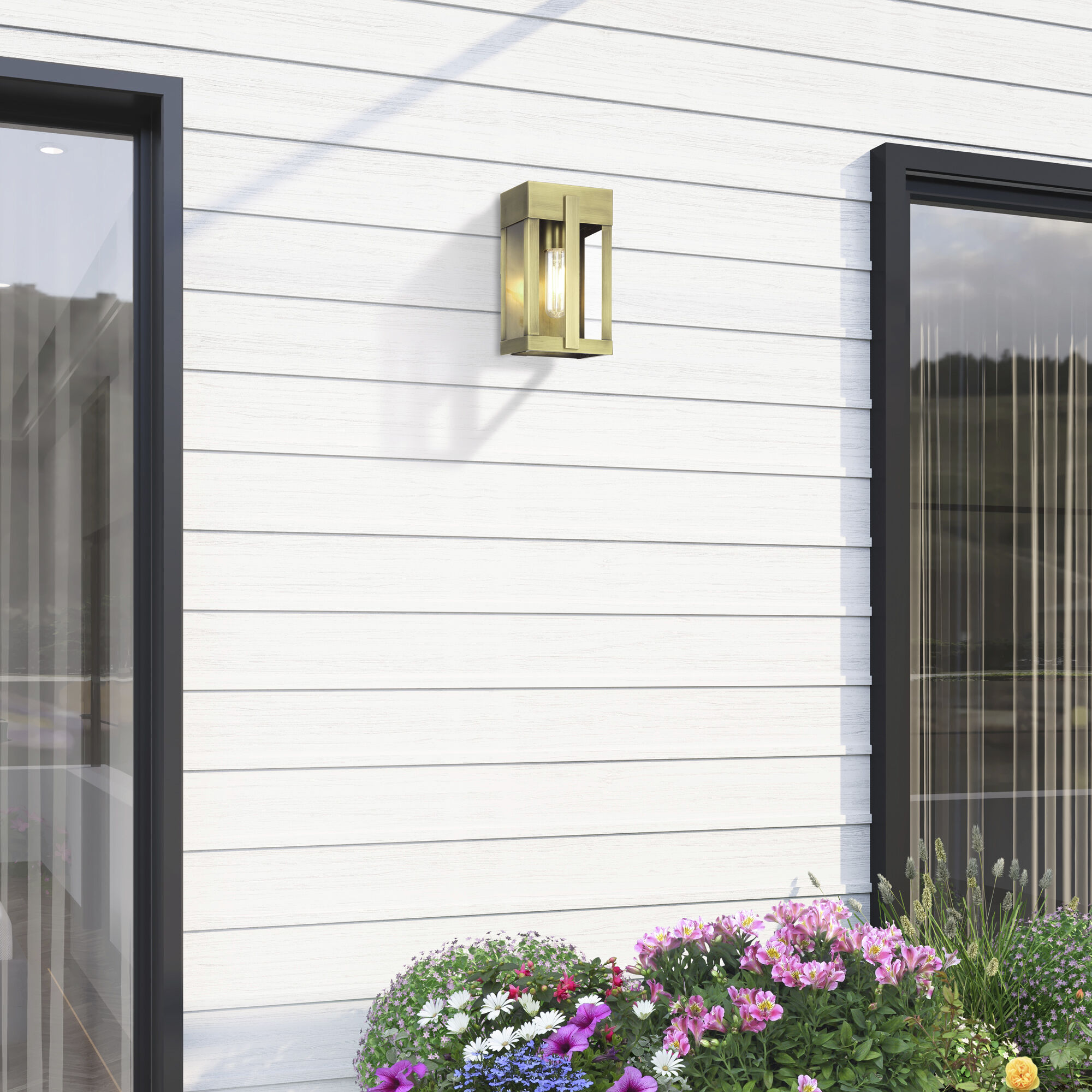 Berksford 1 Light 9 inch Antique Brass Outdoor Wall Lantern