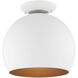 Piedmont 1 Light 10 inch White with Brushed Nickel Accents Semi-Flush Mount Ceiling Light