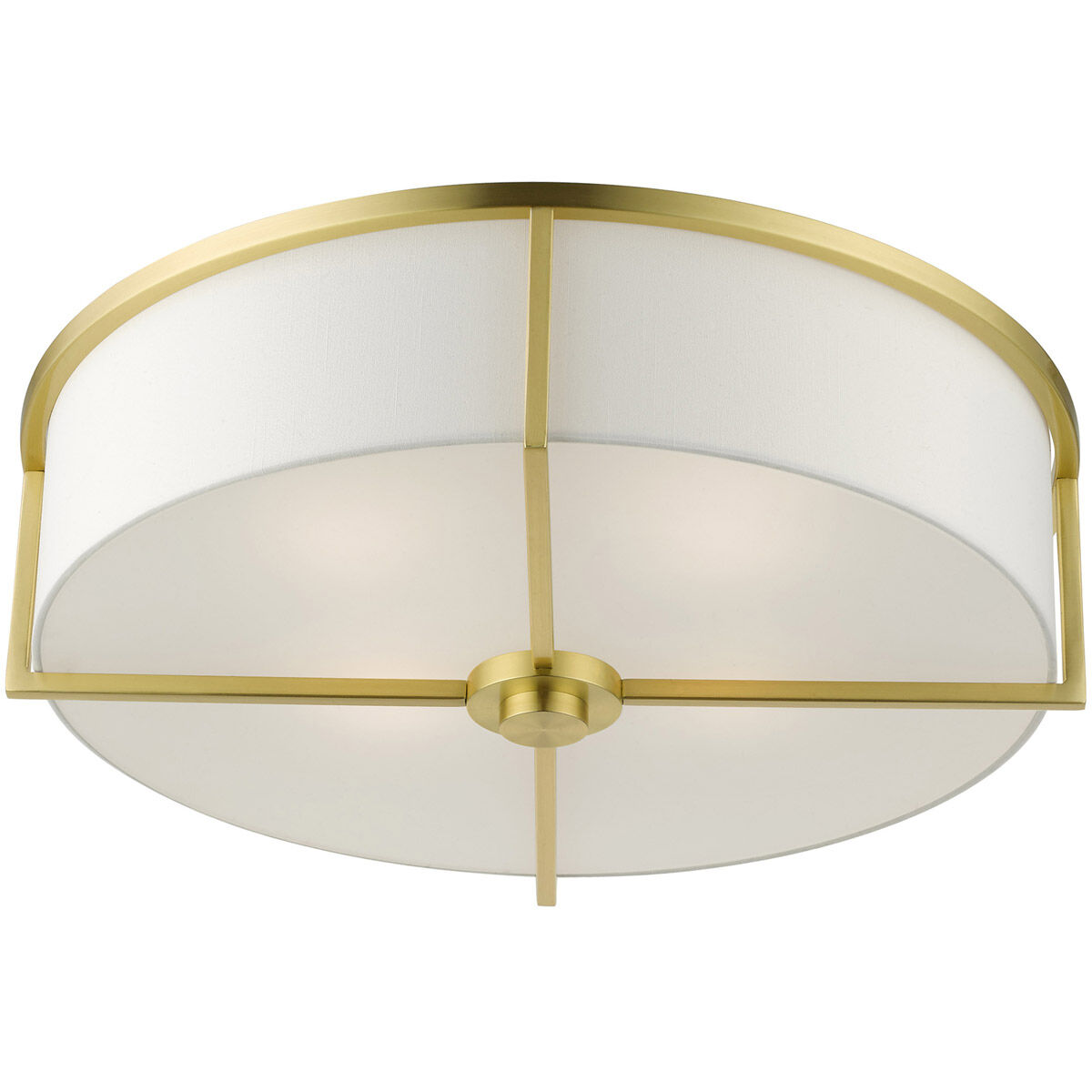 Wesley 4 Light 19 inch Satin Brass Semi Flush Ceiling Light