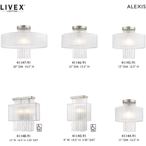 Alexis 1 Light 15 inch Brushed Nickel Semi-Flush Mount Ceiling Light