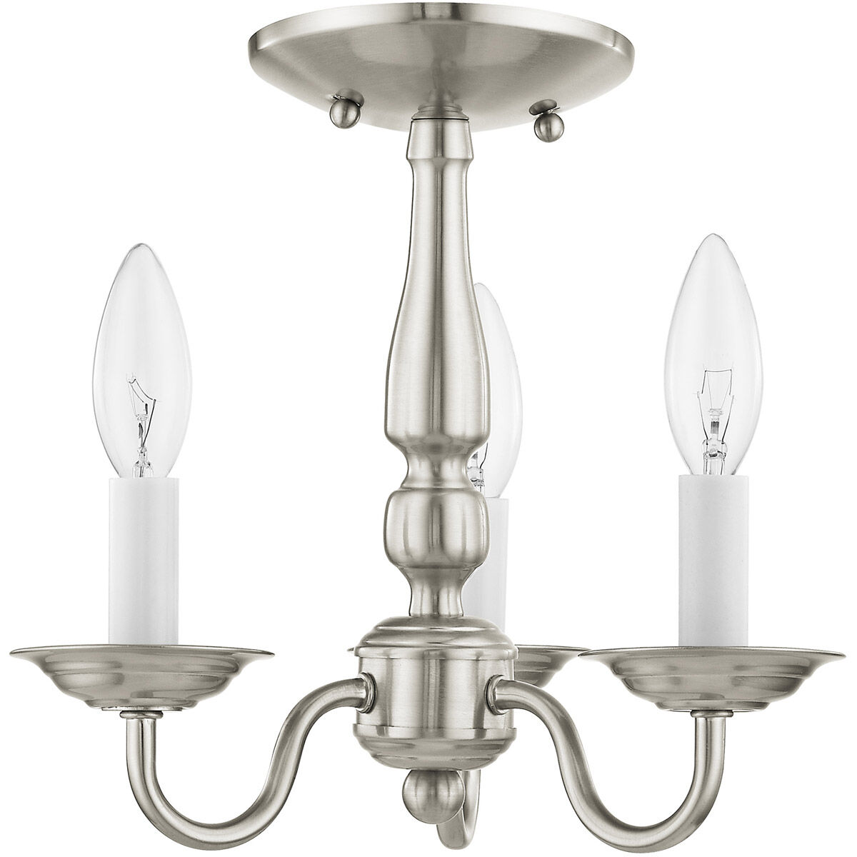 Williamsburgh 3 Light 11 inch Brushed Nickel Convertible Mini Chandelier/Ceiling Mount Ceiling Light