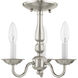 Williamsburgh 3 Light 11 inch Brushed Nickel Convertible Mini Chandelier/Ceiling Mount Ceiling Light