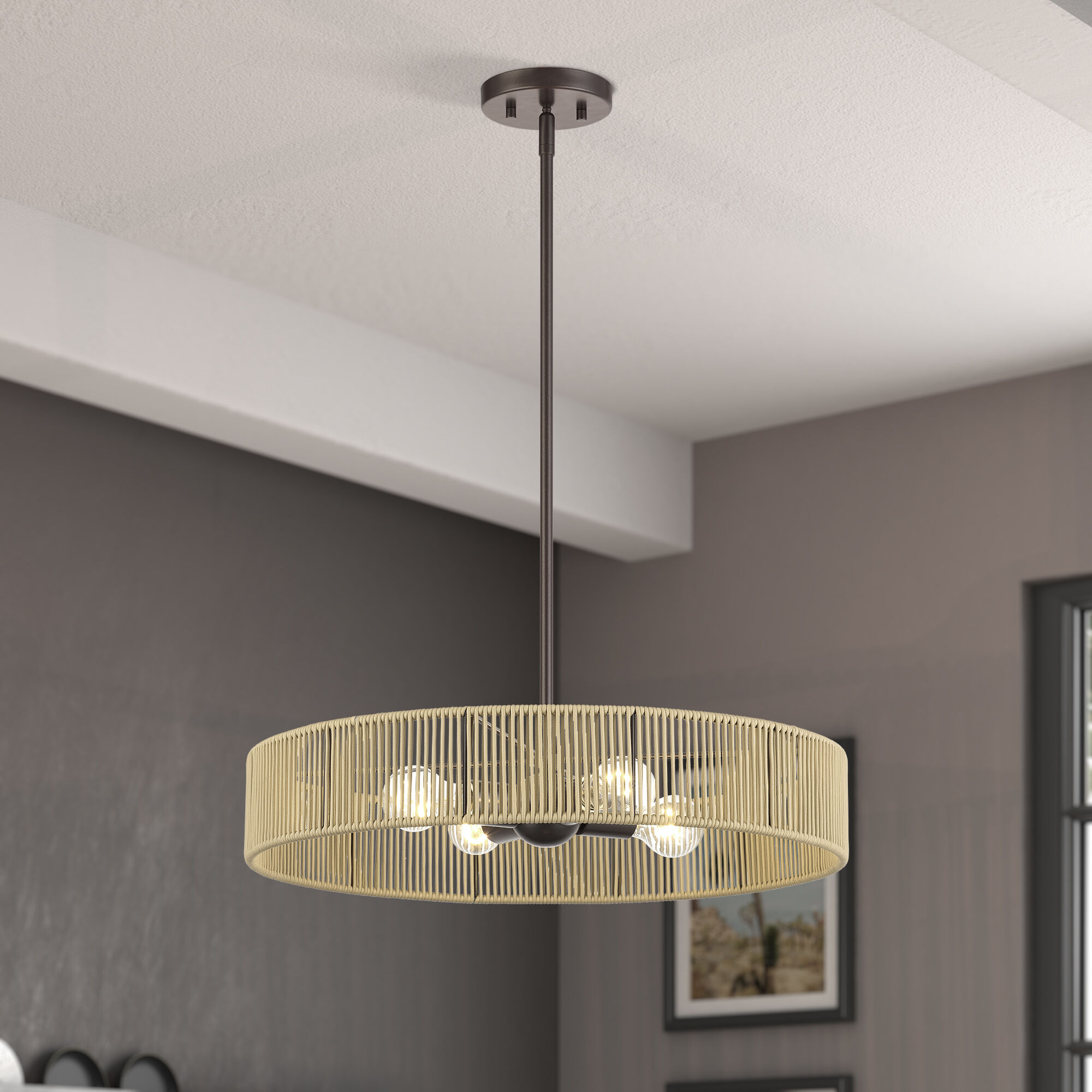 Goldiemesh 4 Light 22 inch English Bronze Pendant Ceiling Light
