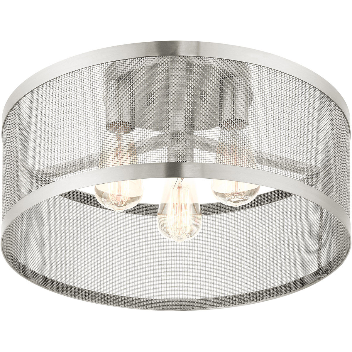 Industro 3 Light 18 inch Brushed Nickel Semi Flush Ceiling Light
