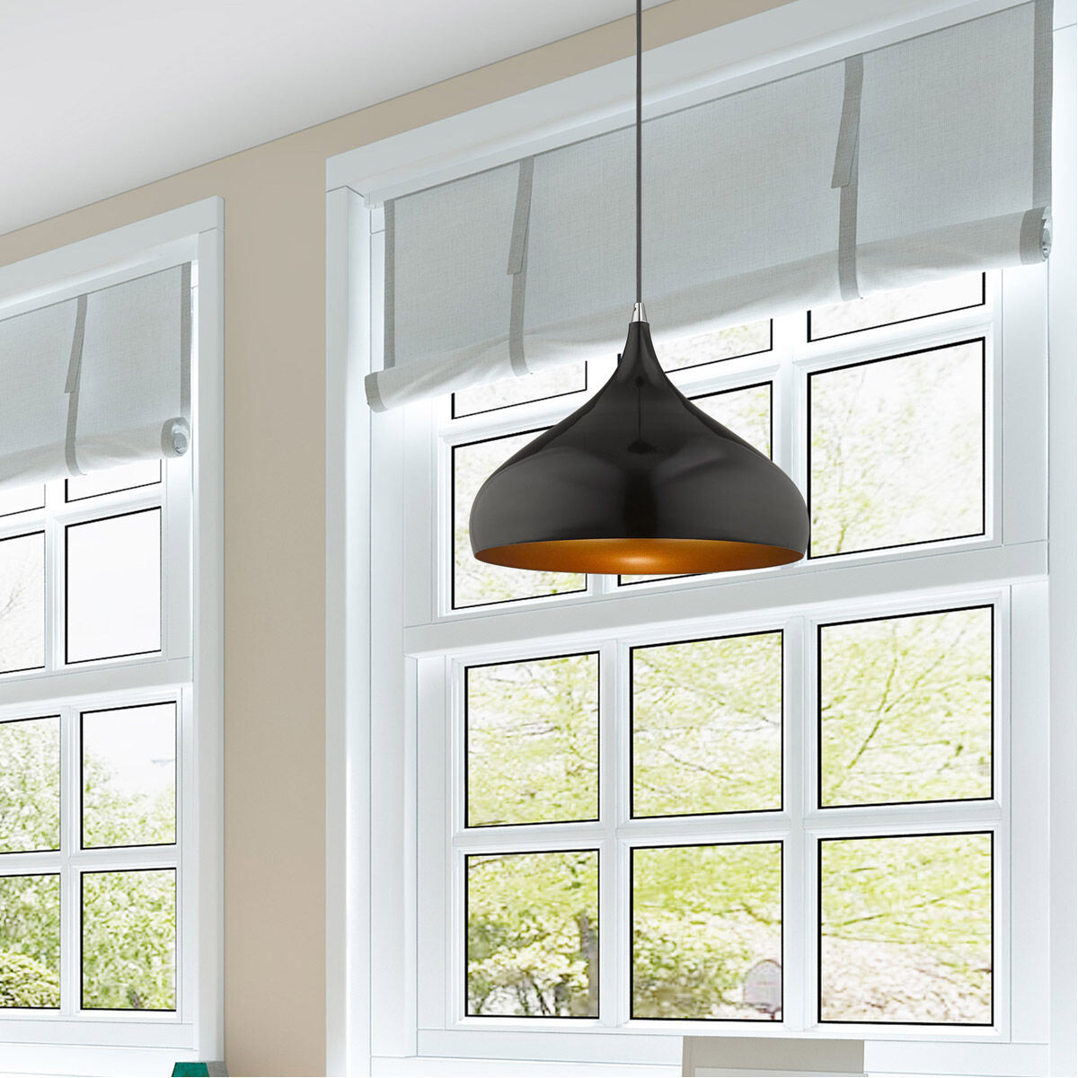 Allison 1 Light 16 inch Shiny Black Mini Pendant Ceiling Light