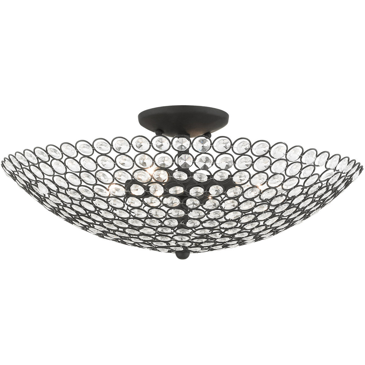 Cassandra 4 Light 20 inch Black Semi Flush Ceiling Light