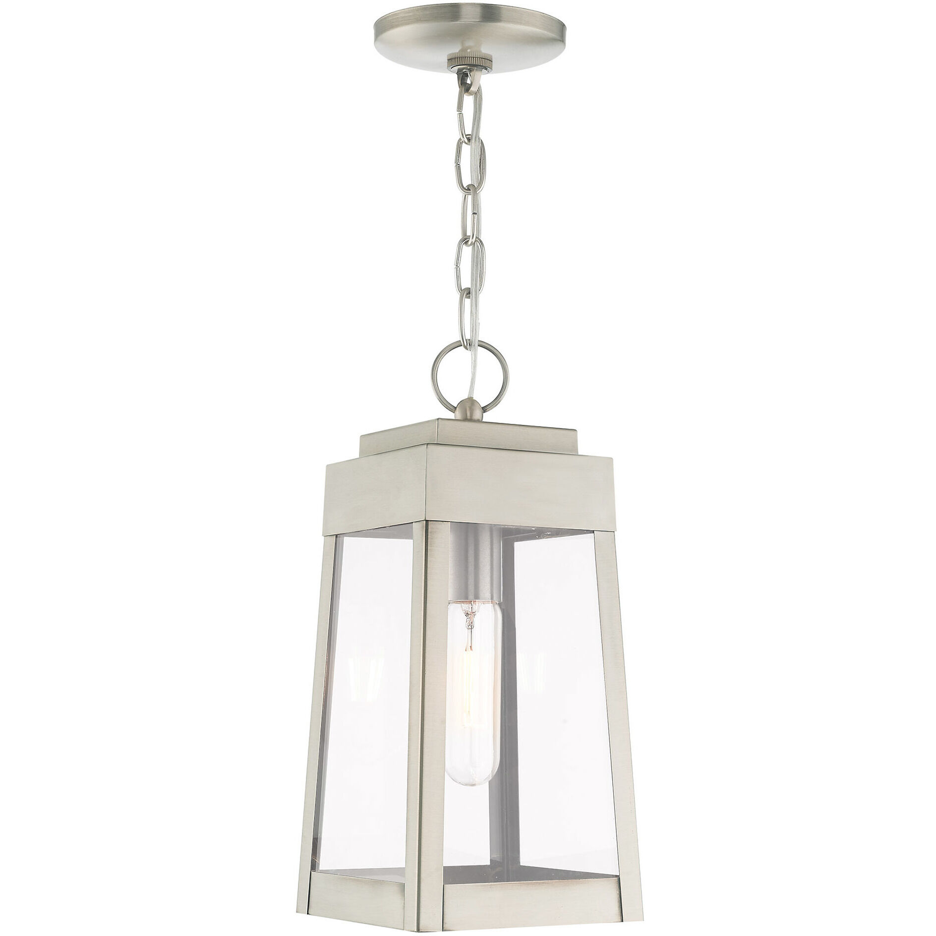 Oslo 1 Light 6 inch Brushed Nickel Outdoor Pendant Lantern