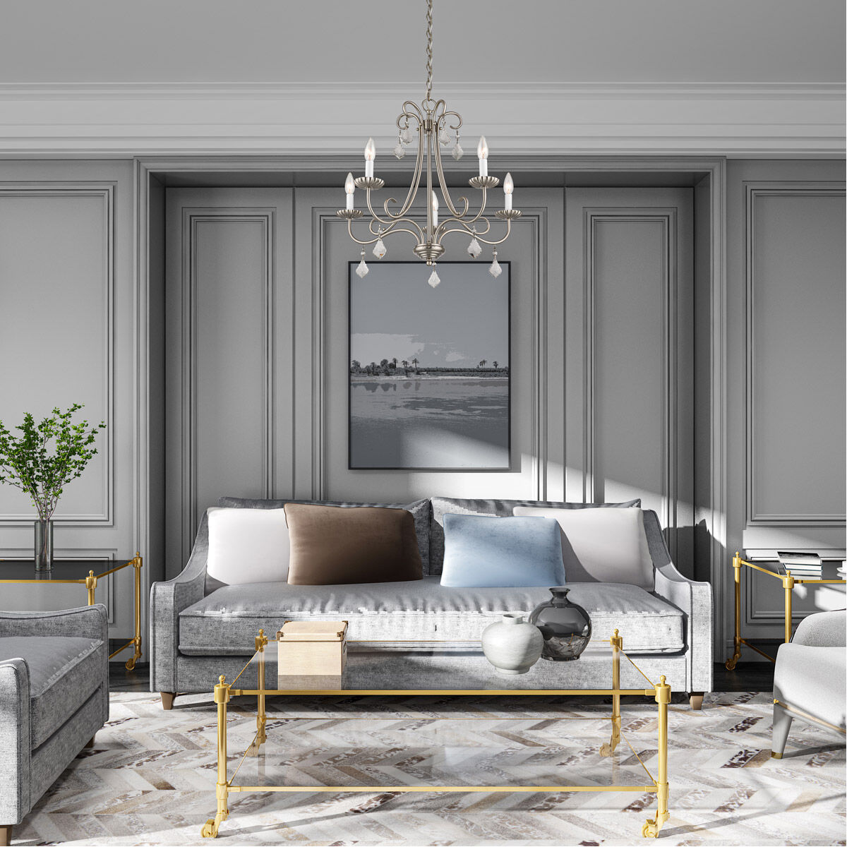 Daphne 5 Light 25 inch Brushed Nickel Chandelier Ceiling Light