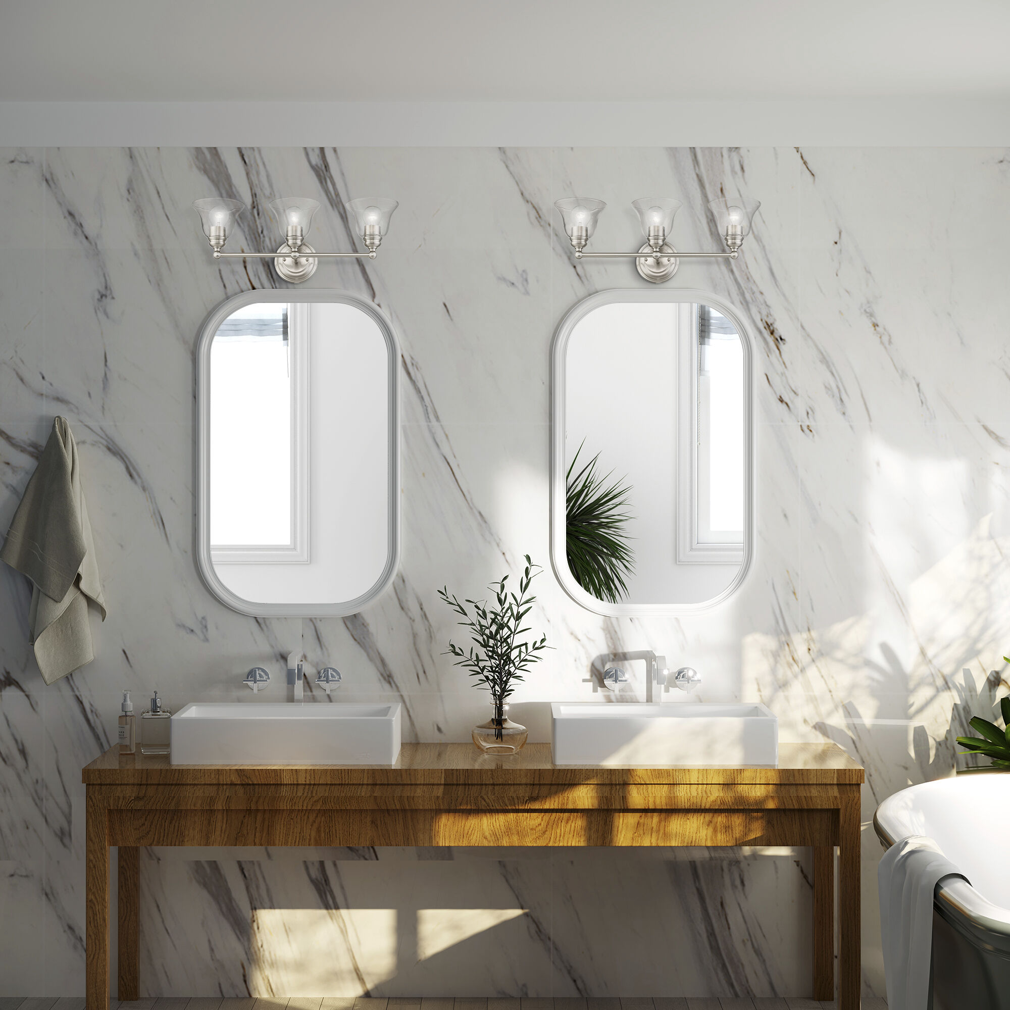 Moreland 3 Light 24 inch Brushed Nickel Vanity Sconce Wall Light