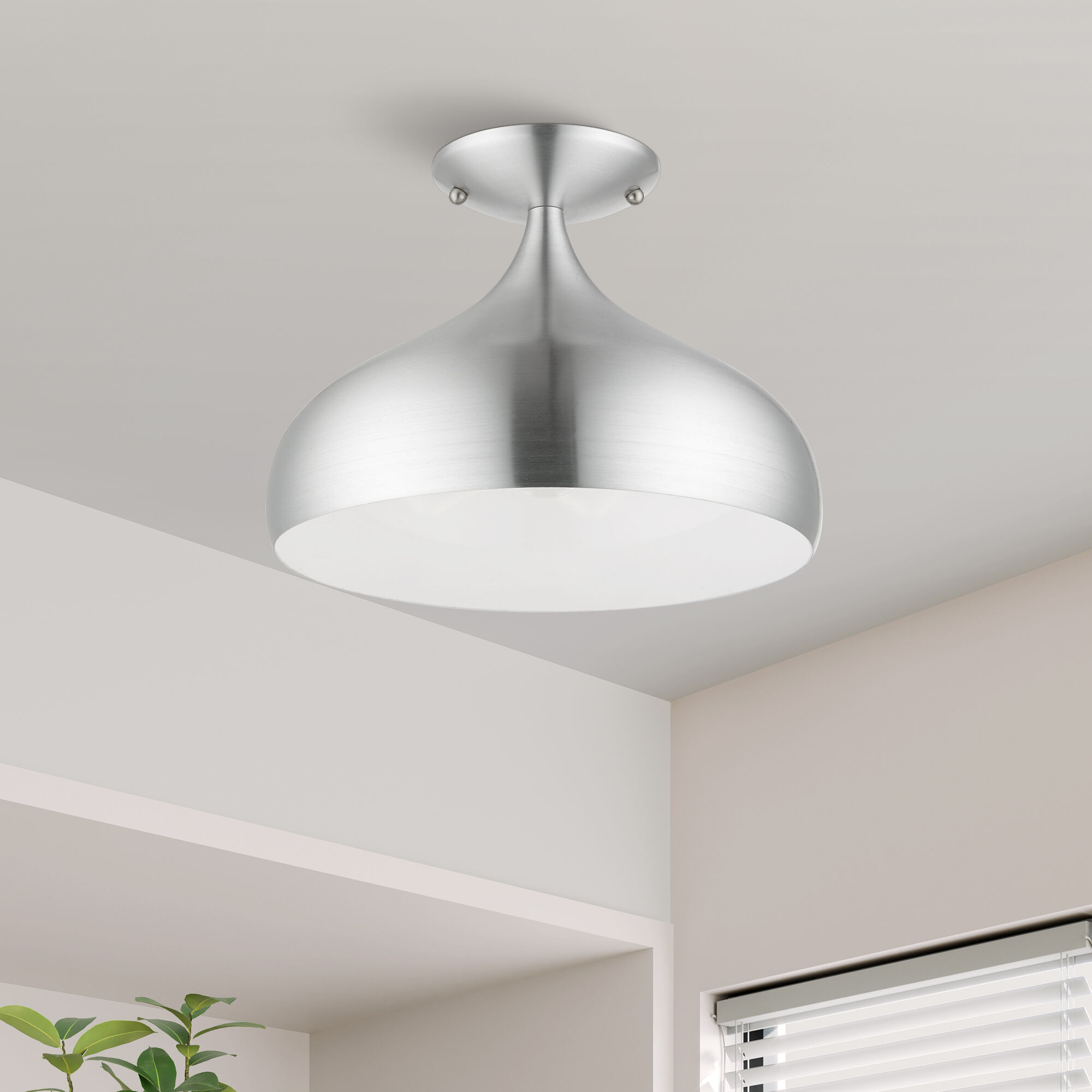 Amador 1 Light 12 inch Brushed Aluminum with Polished Chrome Accents Semi-Flush Mount Ceiling Light