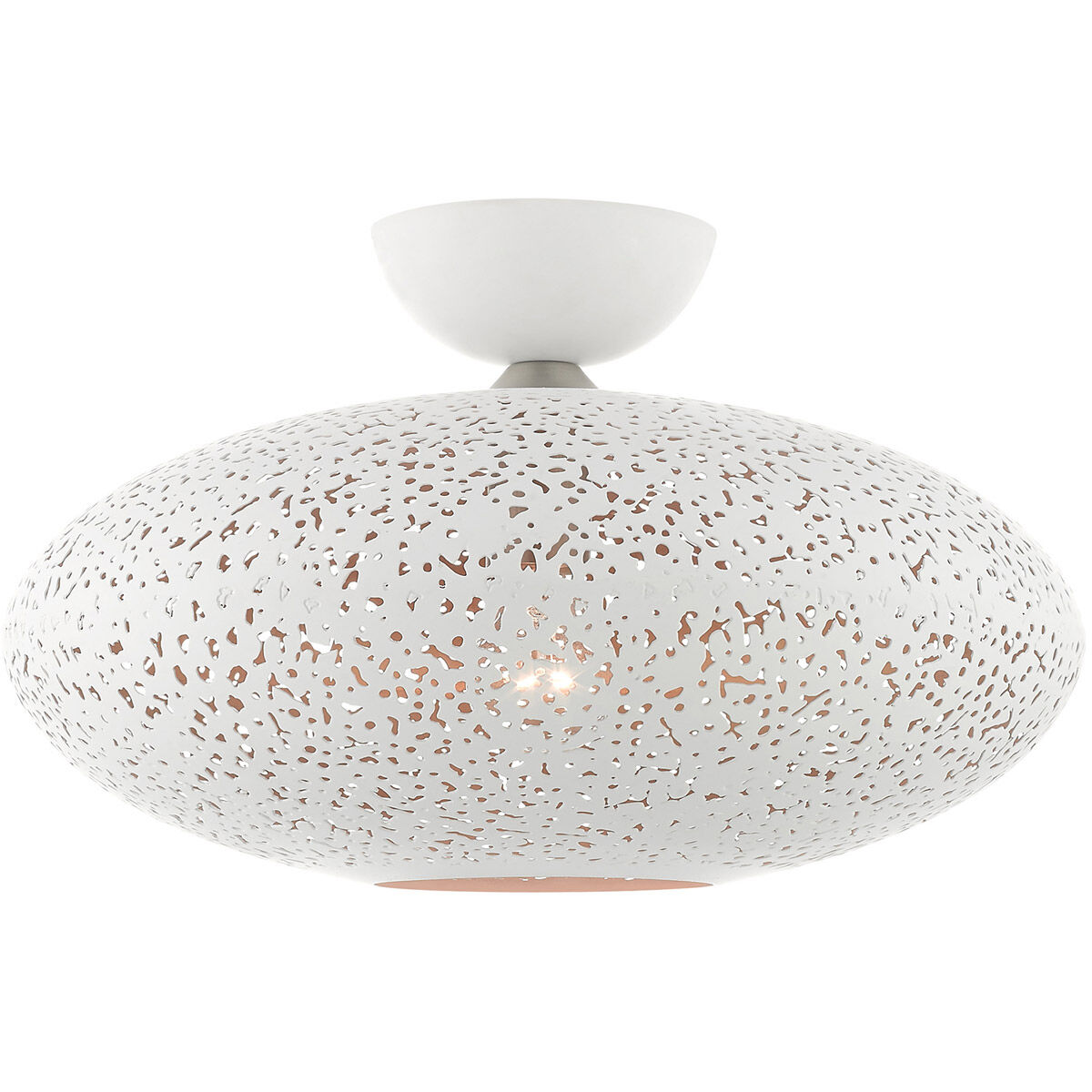 Charlton 1 Light 16 inch White with Brushed Nickel Accents Semi Flush Ceiling Light