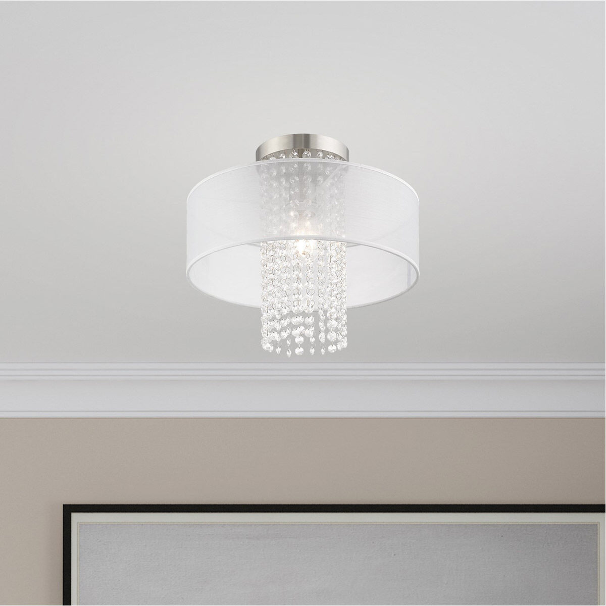 Bella Vista 1 Light 15 inch Brushed Nickel Semi-Flush Mount Ceiling Light