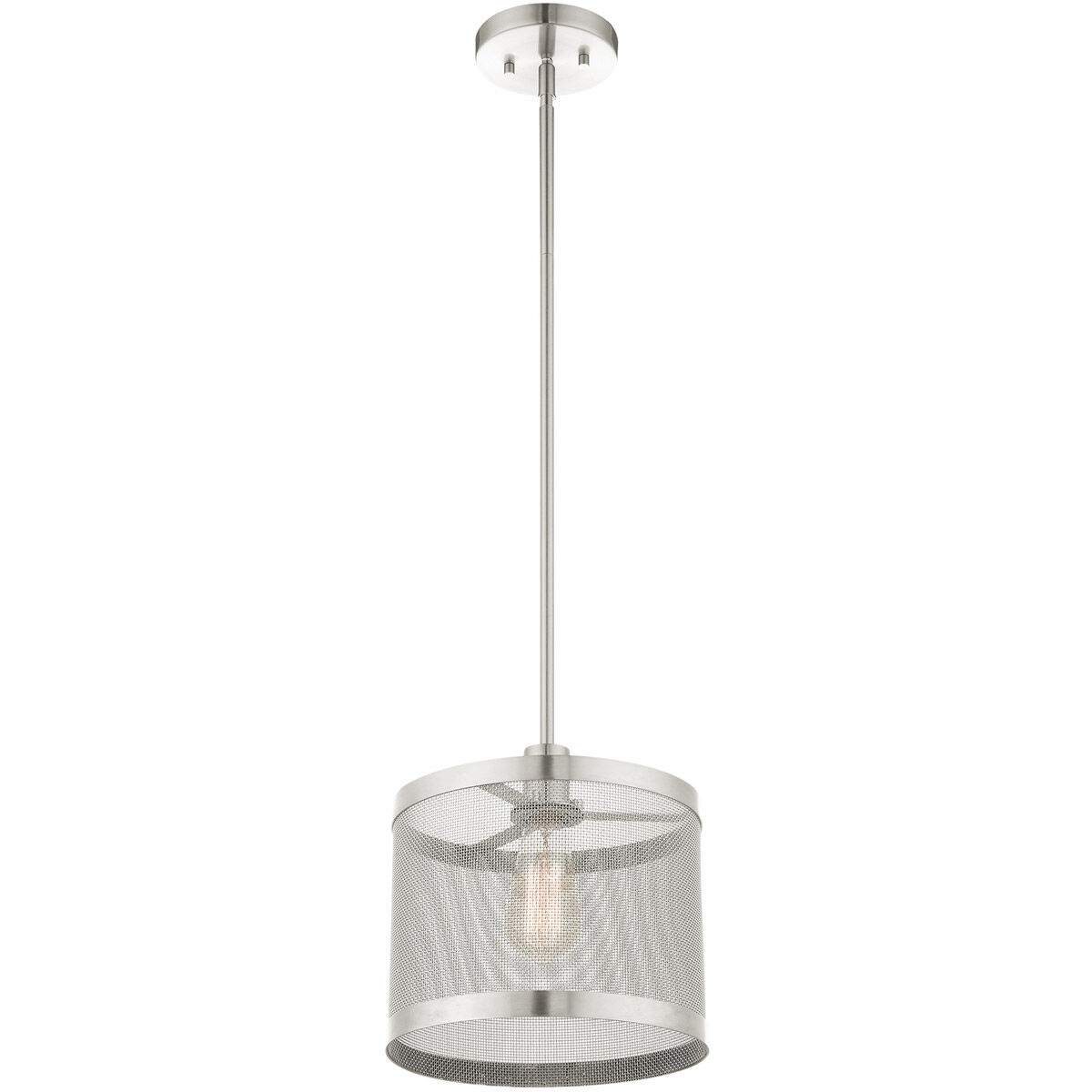 Industro 1 Light 10 inch Brushed Nickel Pendant Ceiling Light