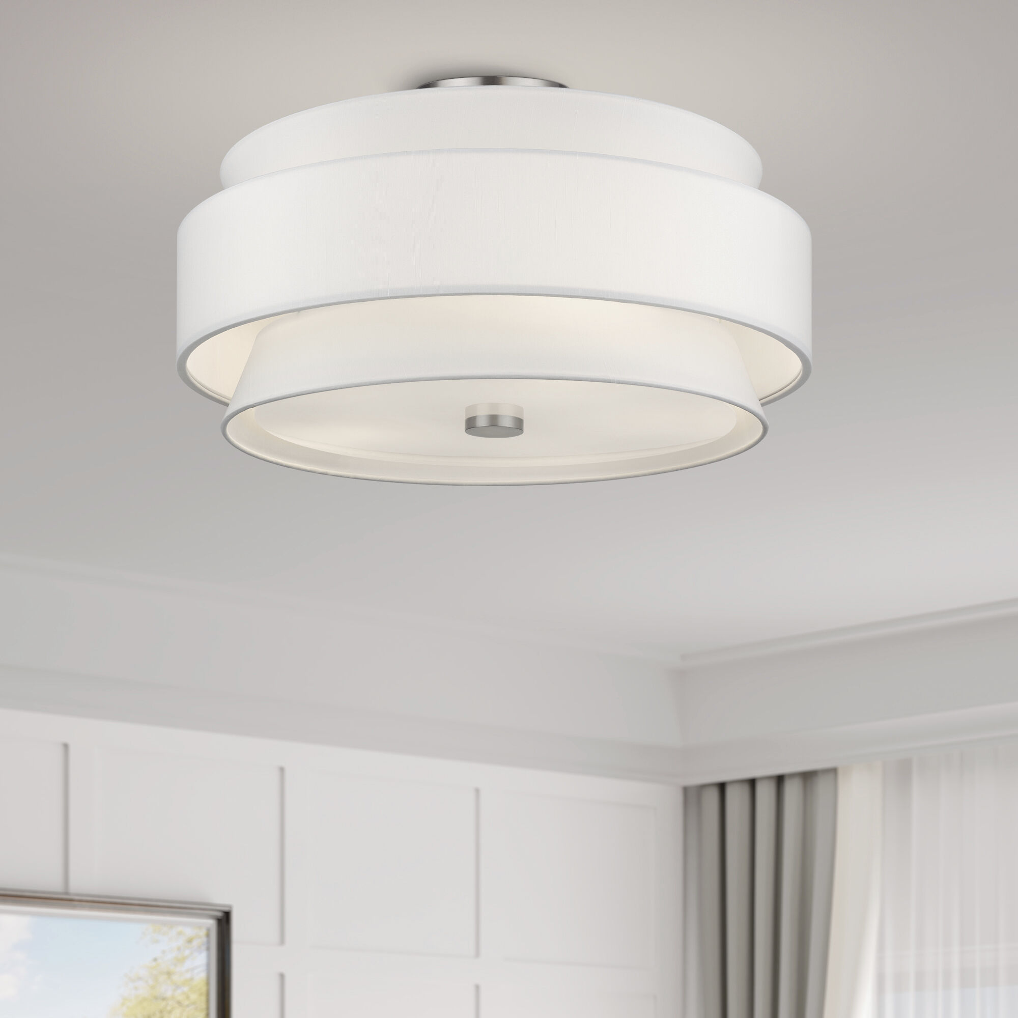 Fontana 5 Light 21 inch Brushed Nickel Semi-Flush Ceiling Light