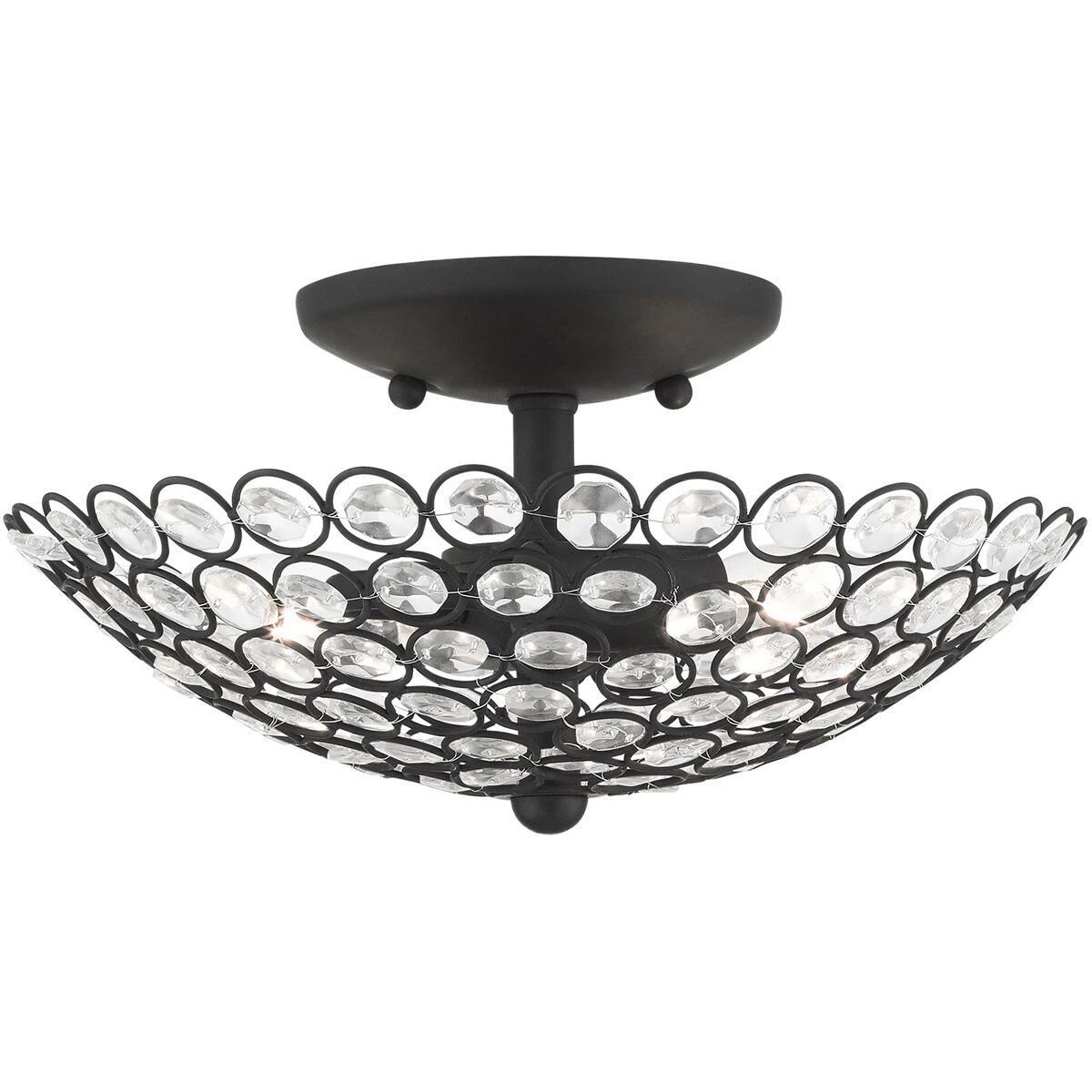 Cassandra 2 Light 11 inch Black Semi Flush Ceiling Light