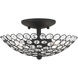 Cassandra 2 Light 11 inch Black Semi Flush Ceiling Light
