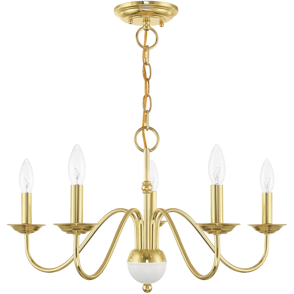 Windsor 5 Light 24 inch Polished Brass Chandelier Ceiling Light
