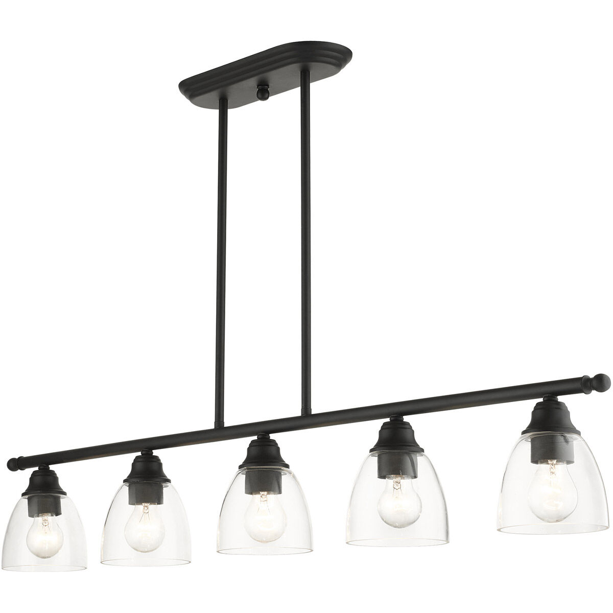 Montgomery 5 Light 45 inch Black Linear Chandelier Ceiling Light