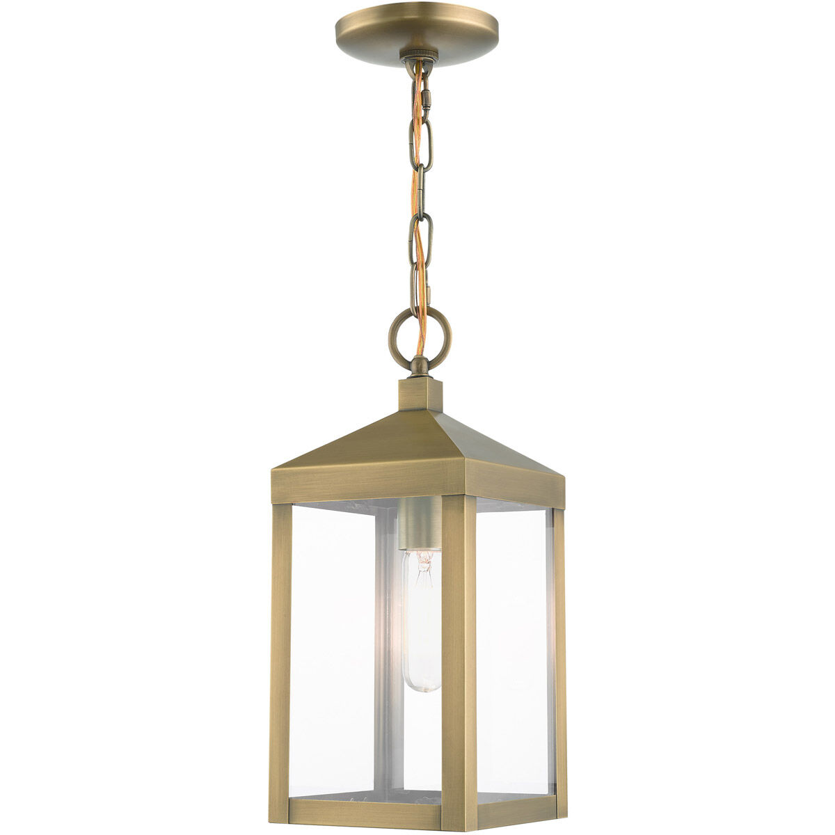 Nyack 1 Light 6 inch Antique Brass Outdoor Pendant Lantern
