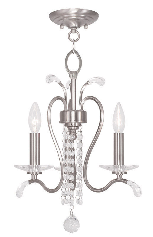 Serafina 3 Light 16.5 inch Brushed Nickel Convertible Mini Chandelier/Ceiling Mount Ceiling Light