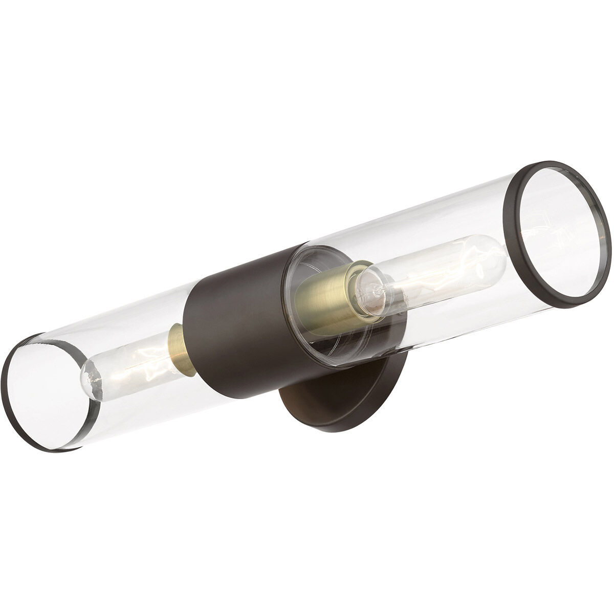 Banca 2 Light 4 inch Bronze with Antique Brass Accent ADA Vanity Sconce Wall Light