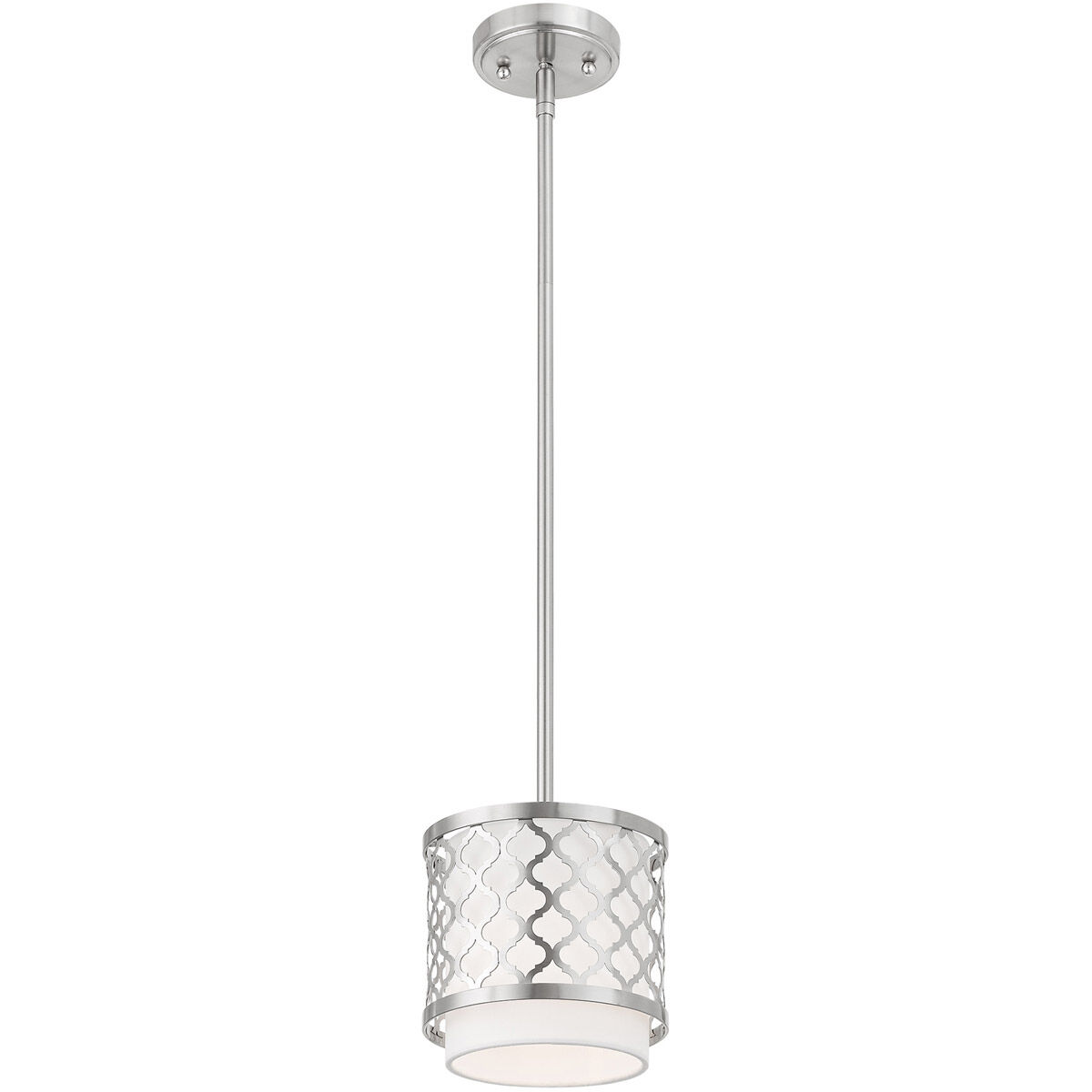 Arabesque 1 Light 7 inch Brushed Nickel Mini Pendant Ceiling Light