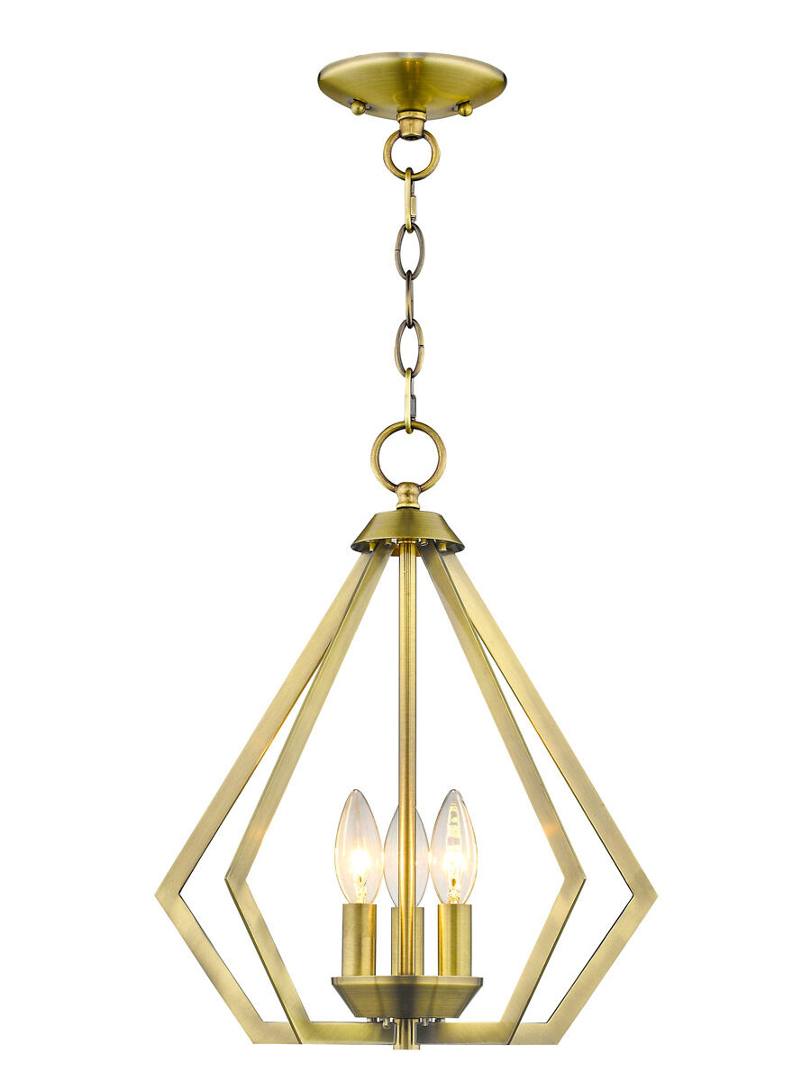 Prism 3 Light 14 inch Antique Brass Convertible Mini Chandelier/Ceiling Mount Ceiling Light