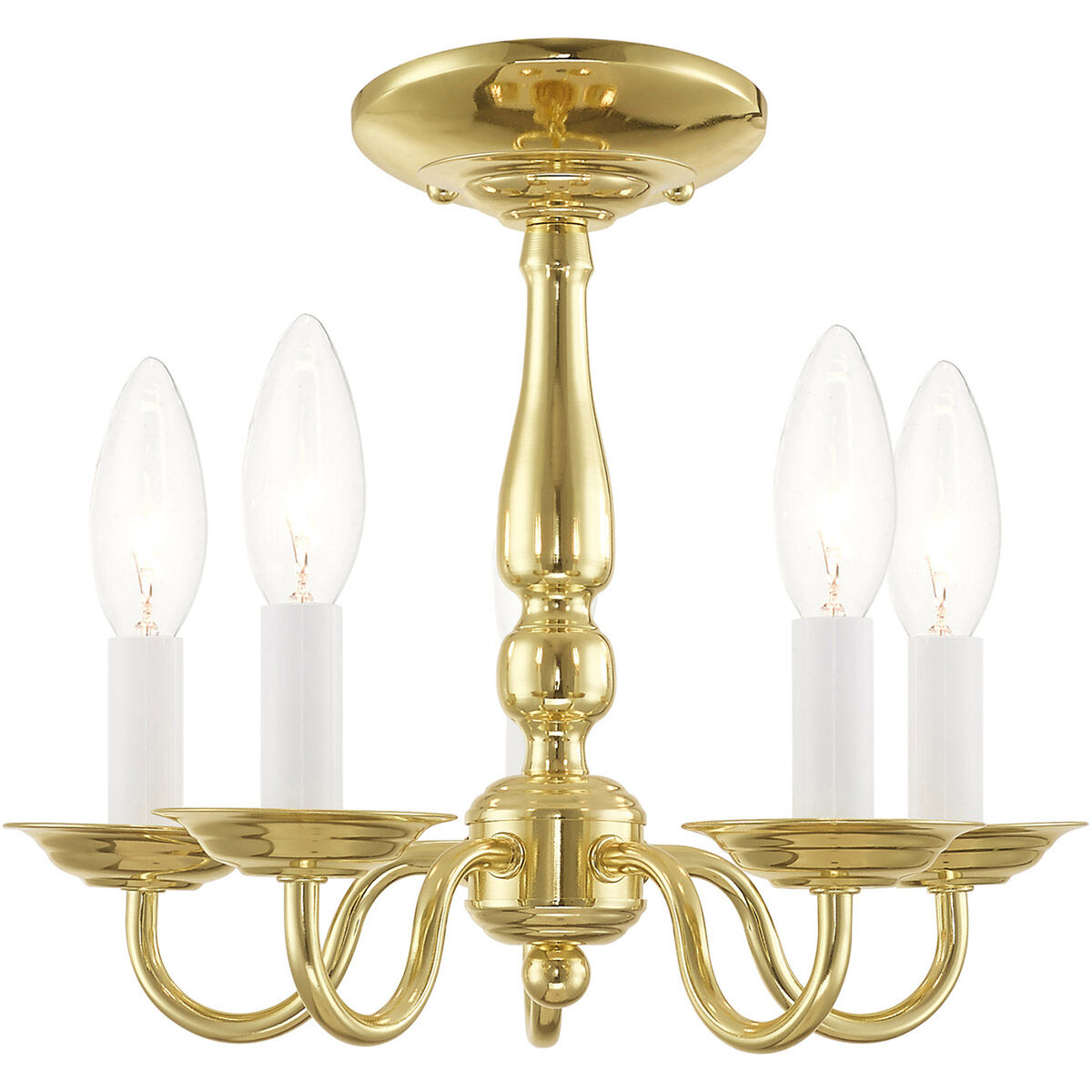 Williamsburgh 5 Light 13 inch Polished Brass Convertible Mini Chandelier/Ceiling Mount Ceiling Light