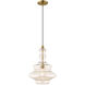 Art Glass 1 Light 12 inch Antique Brass Mini Pendant Ceiling Light