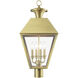 Wentworth 4 Light 27.5 inch Natural Brass Outdoor Extra Large Post Top Lantern, Extra Large
