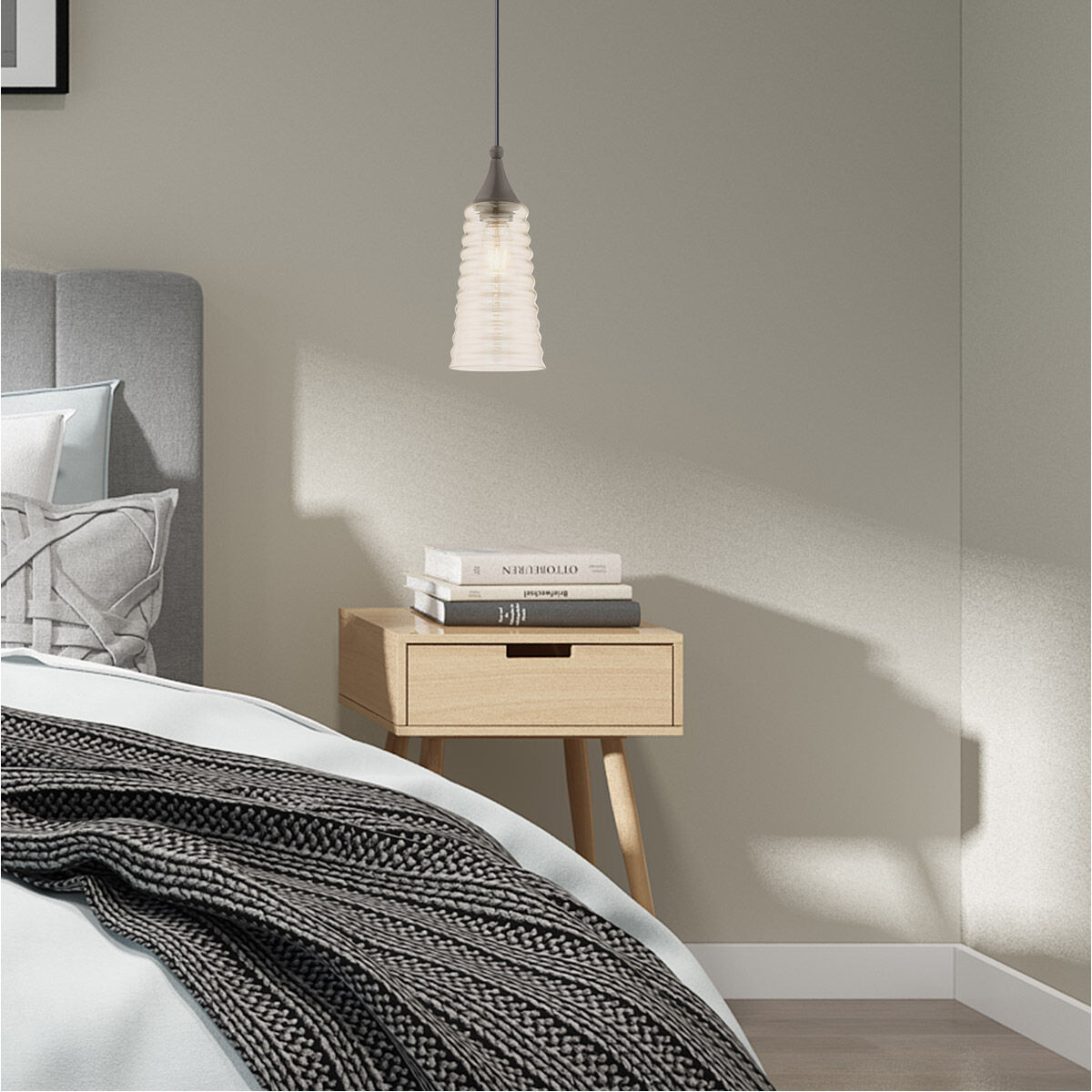 Art Glass 1 Light 6 inch English Bronze Mini Pendant Ceiling Light