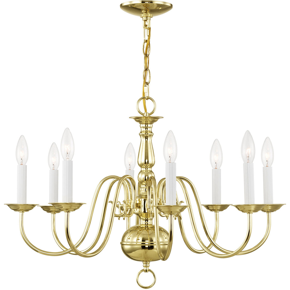 Williamsburgh 8 Light 26 inch Polished Brass Chandelier Ceiling Light