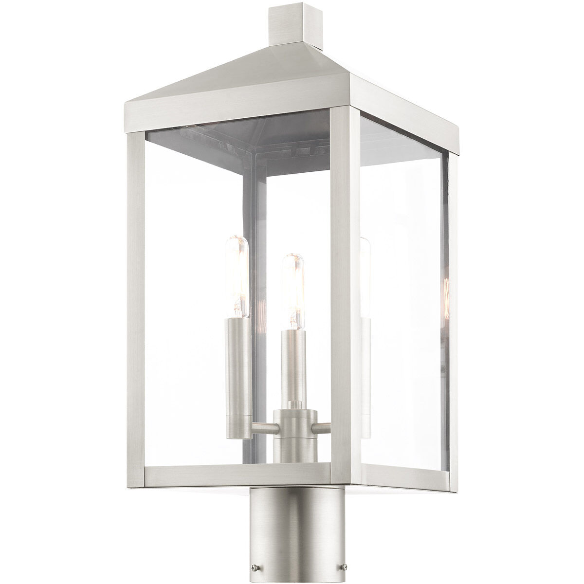 Nyack 3 Light 20 inch Brushed Nickel Outdoor Post Top Lantern