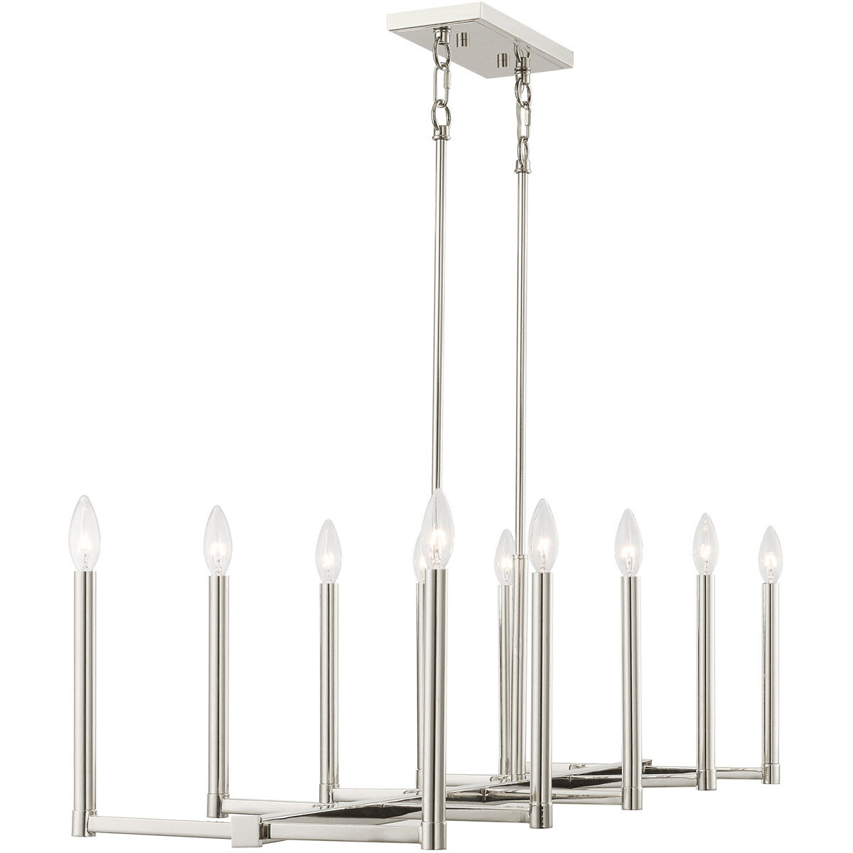 Alpine 10 Light 43 inch Polished Nickel Linear Chandelier Ceiling Light