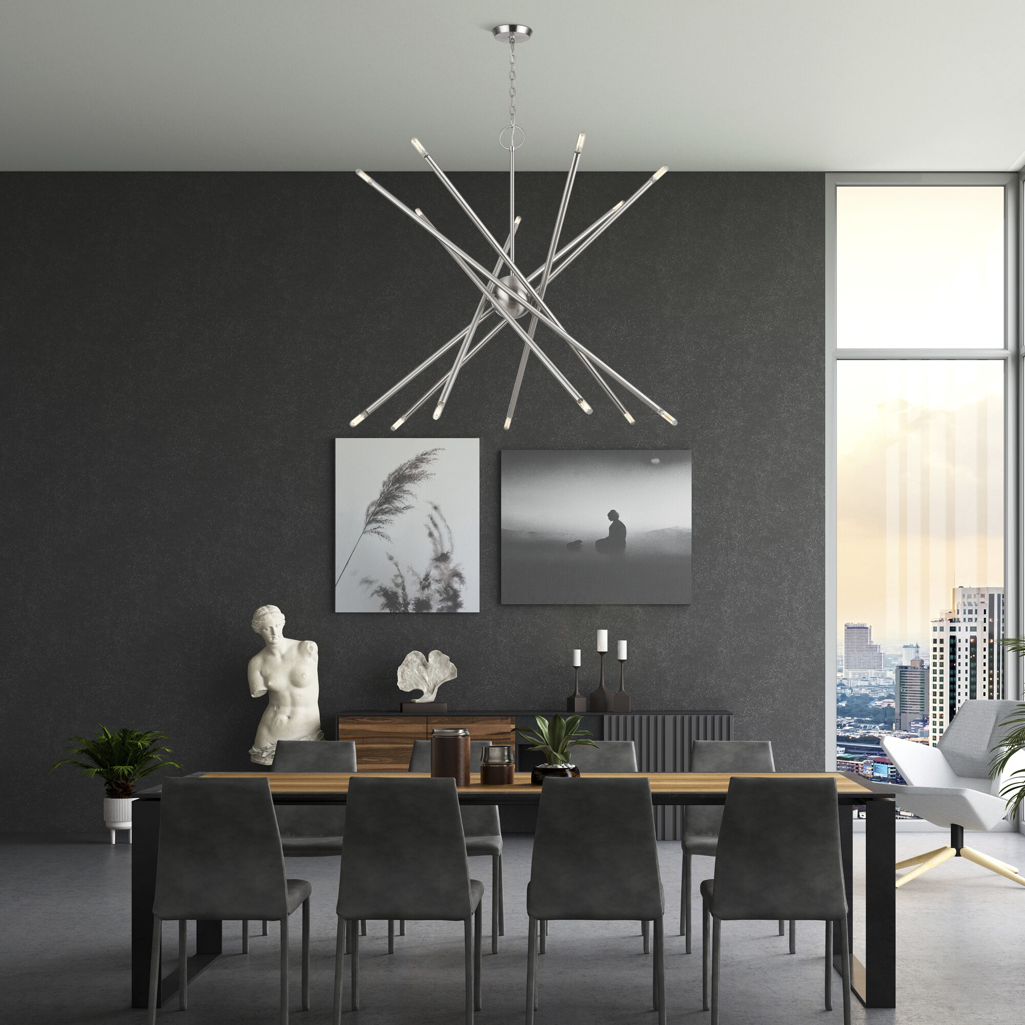 Soho 14 Light 40 inch Brushed Nickel Foyer Chandelier Ceiling Light