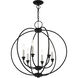 Milania 6 Light 25 inch Black with Brushed Nickel Accents Chandelier Ceiling Light