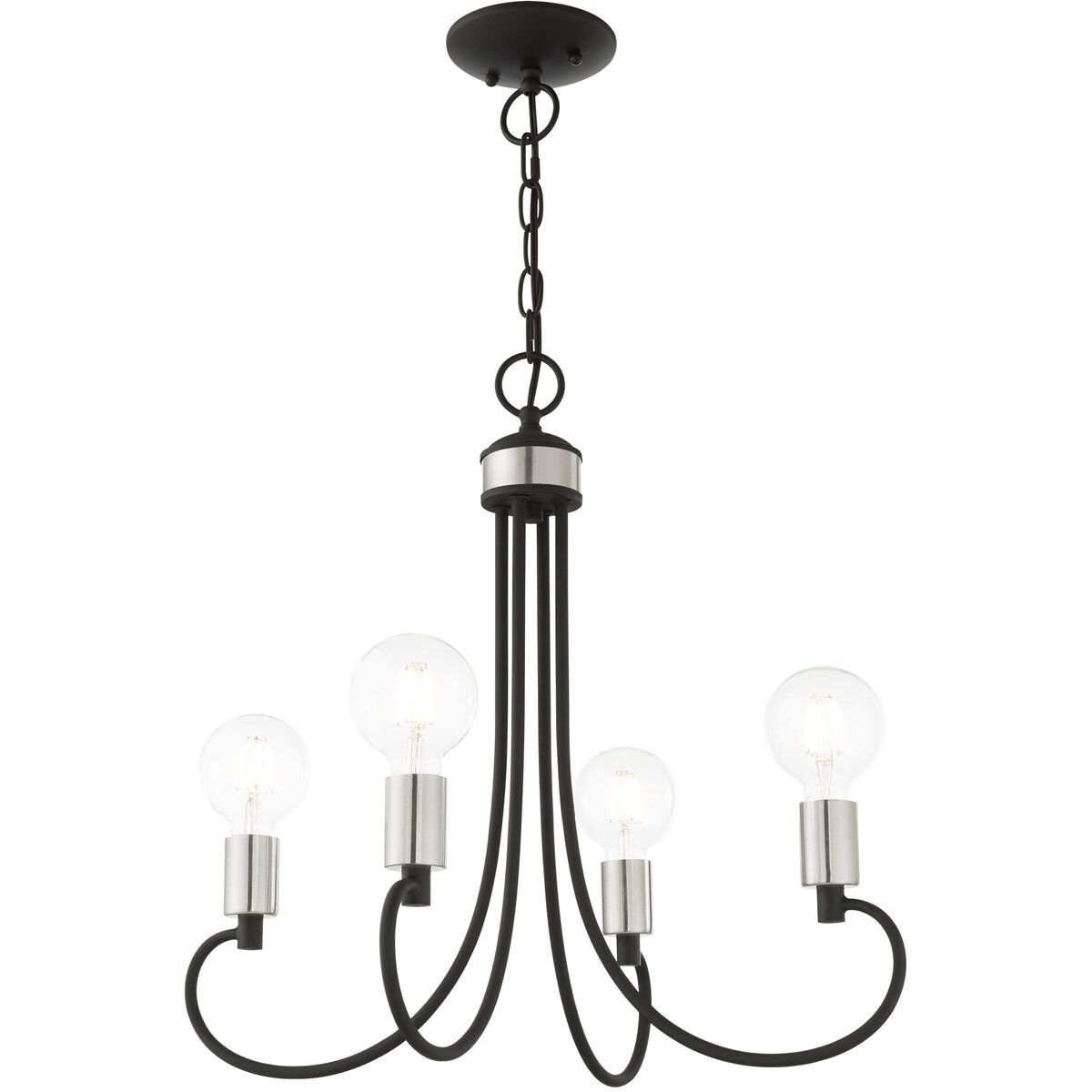 Bari 4 Light 20 inch Black with Brushed Nickel Accents Chandelier Ceiling Light