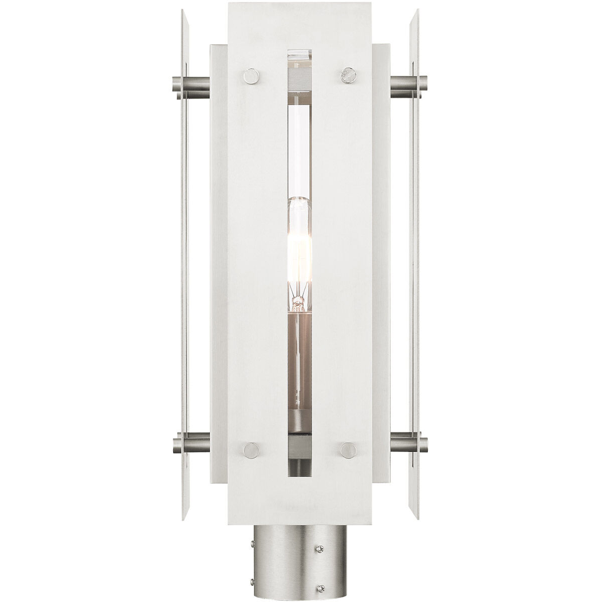 Utrecht 1 Light 20 inch Brushed Nickel Accents Outdoor Post Top Lantern