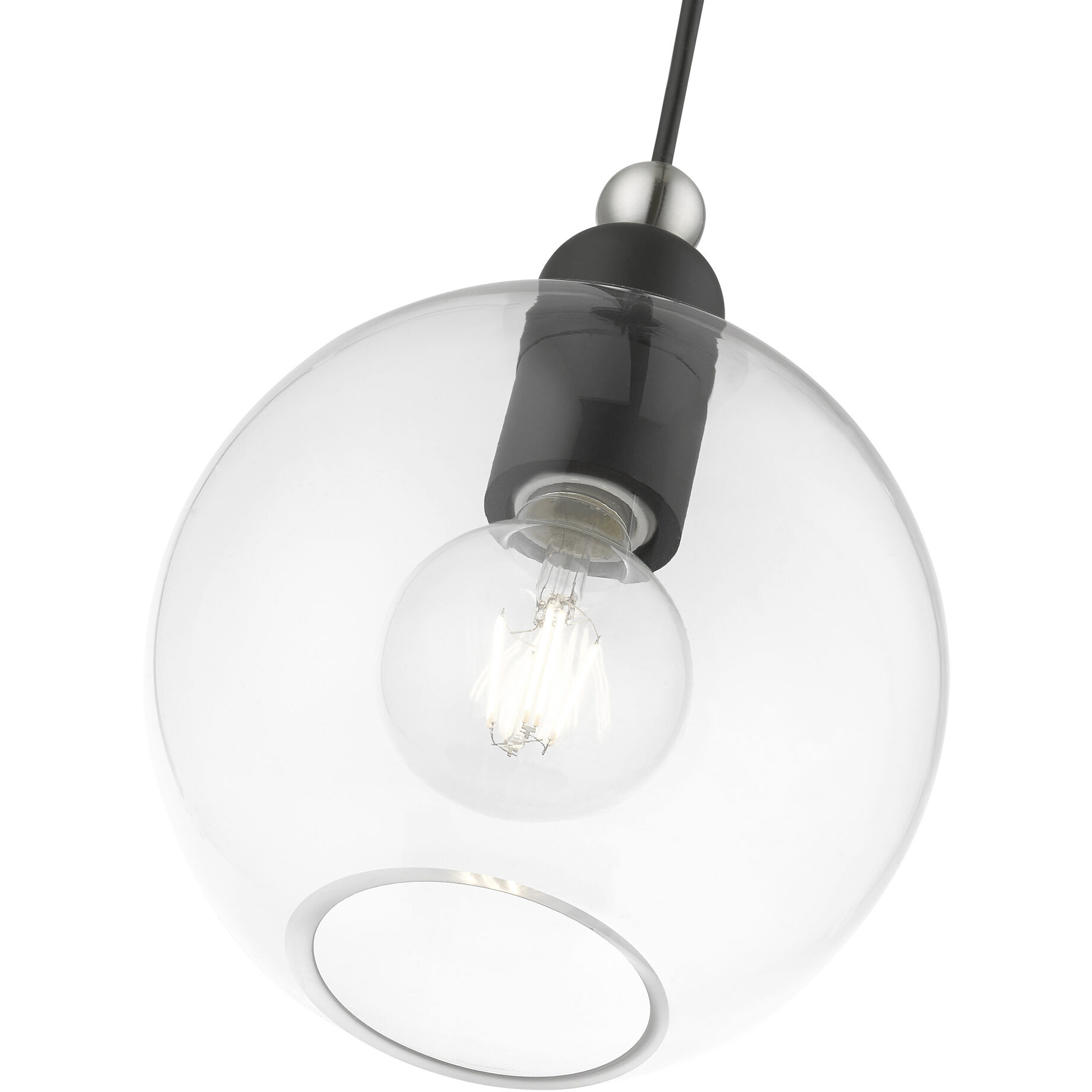 Downtown 1 Light 8 inch Black with Brushed Nickel Accents Pendant Ceiling Light, Sphere
