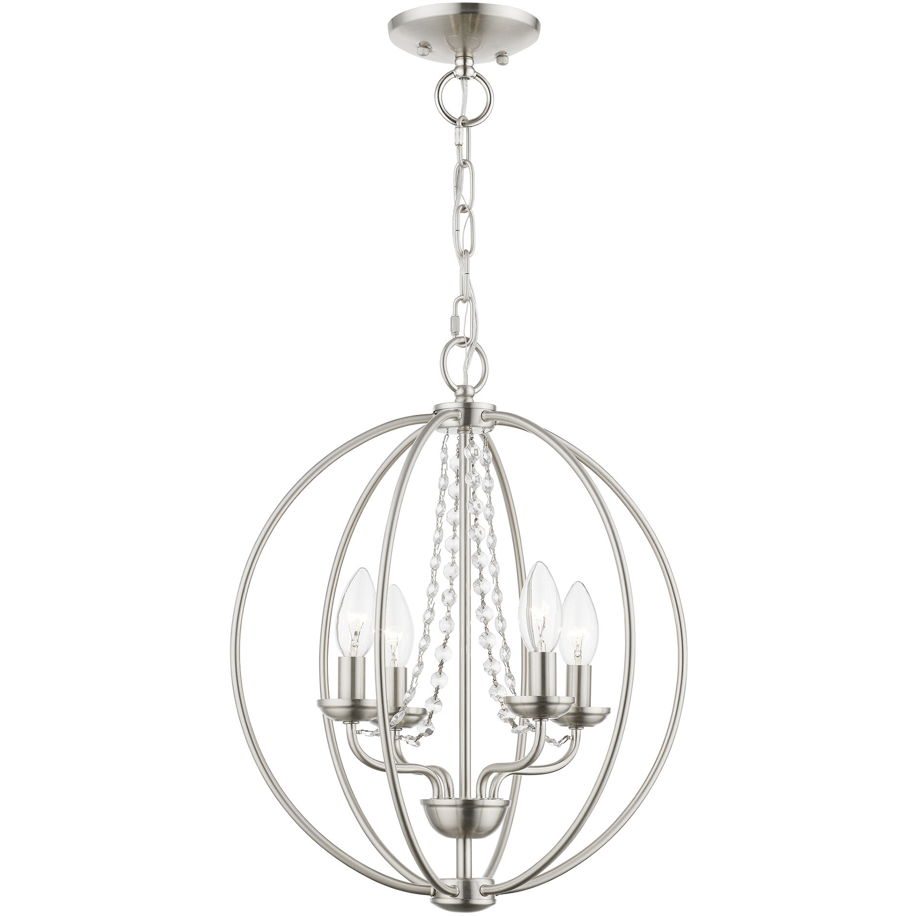 Arabella 4 Light 15 inch Brushed Nickel Convertible Chandelier/ Semi-Flush Ceiling Light, Globe