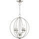 Arabella 4 Light 15 inch Brushed Nickel Convertible Chandelier/ Semi-Flush Ceiling Light, Globe