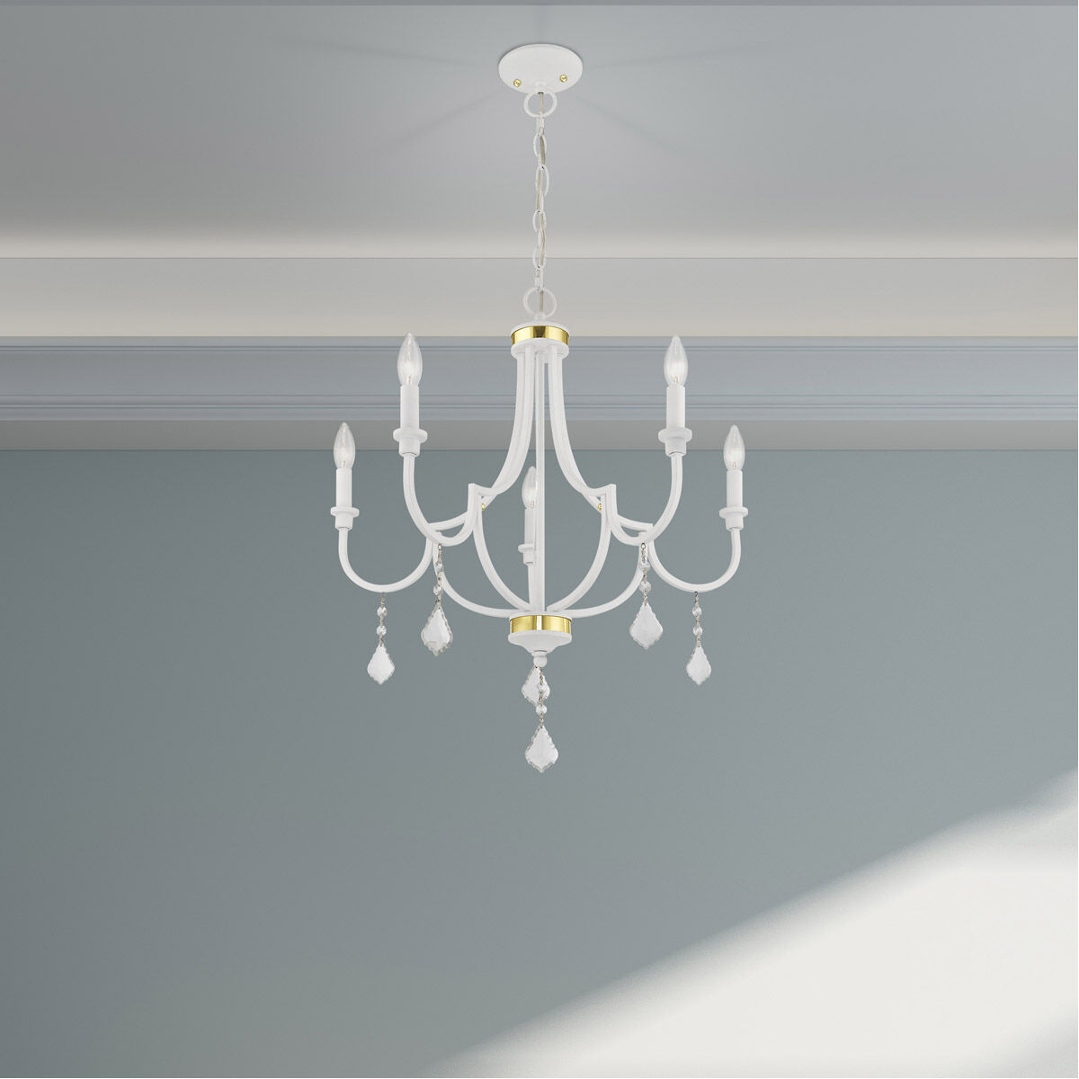 Glendale 5 Light 24.5 inch White Chandelier Ceiling Light