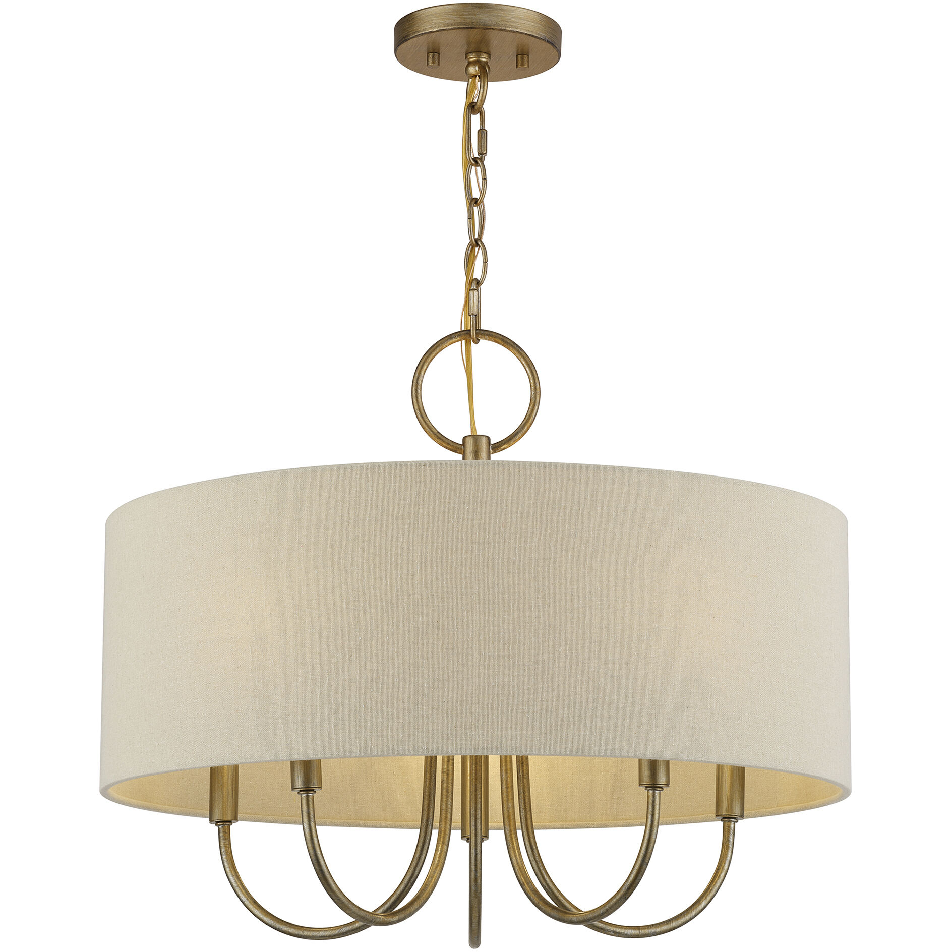 Bellingham 5 Light 22 inch Antique Gold Leaf Pendant Chandelier Ceiling Light