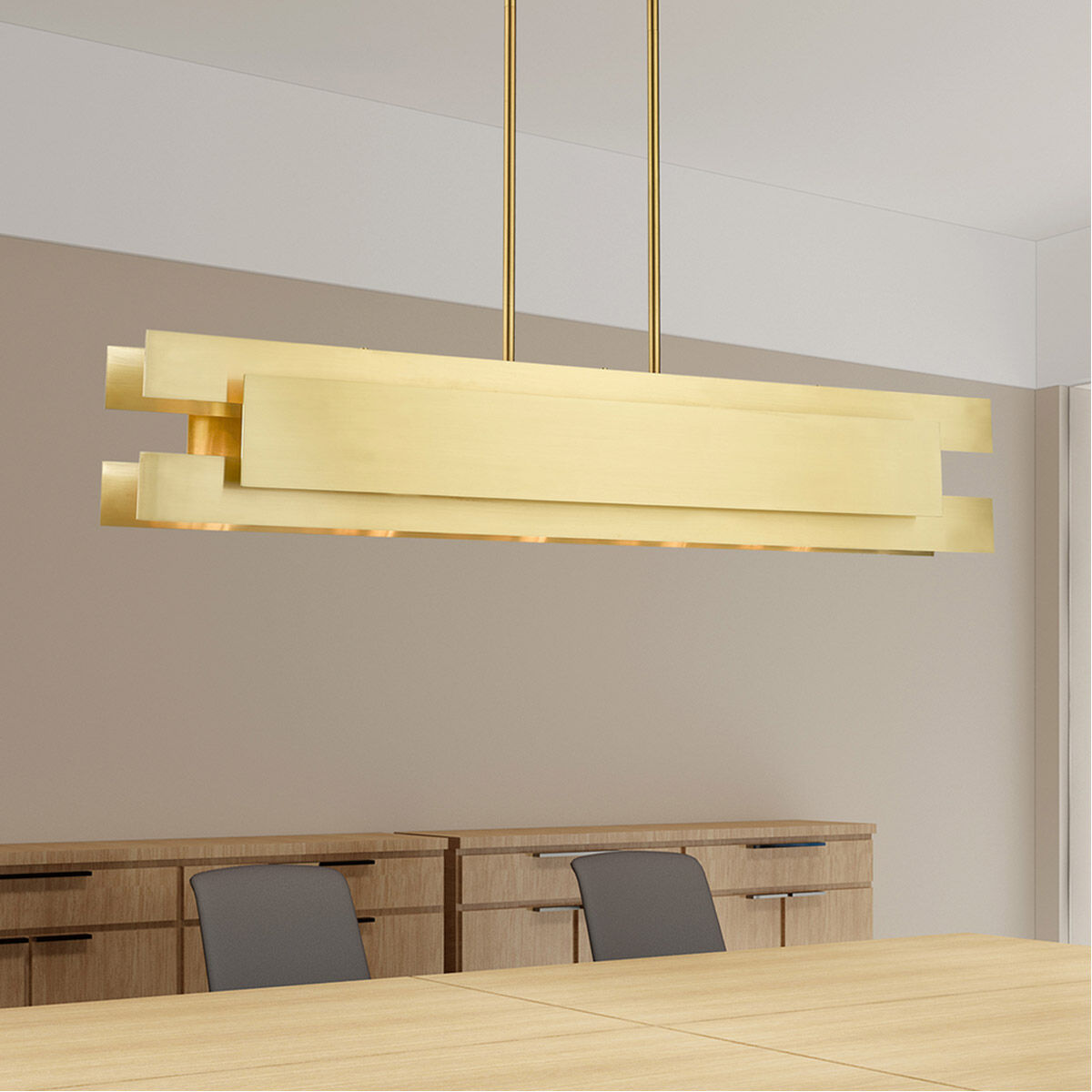 Varick 5 Light 46 inch Satin Brass Linear Chandelier Ceiling Light