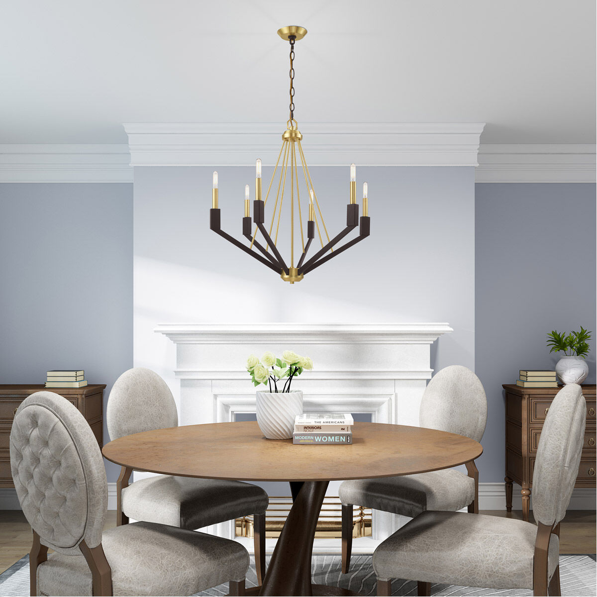 Beckett 6 Light 26 inch Satin Brass & Bronze Chandelier Ceiling Light