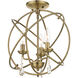 Aria 3 Light 16 inch Antique Brass Convertible Chandelier / Semi Flush Ceiling Light