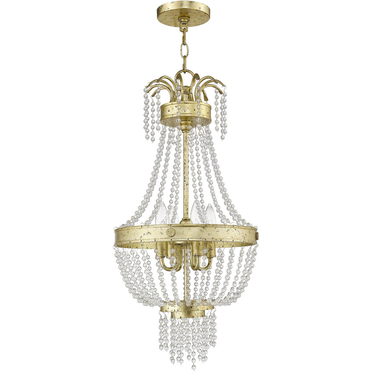 Valentina 4 Light 13 inch Hand Applied Winter Gold Pendant Ceiling Light
