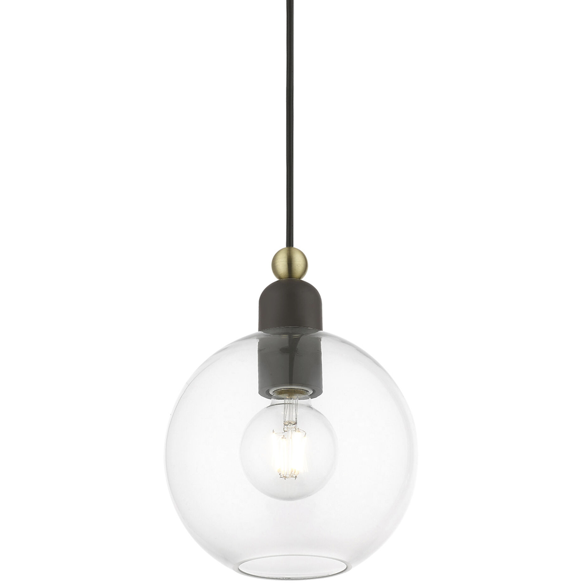 Downtown 1 Light 8 inch Bronze with Antique Brass Accents Pendant Ceiling Light, Sphere