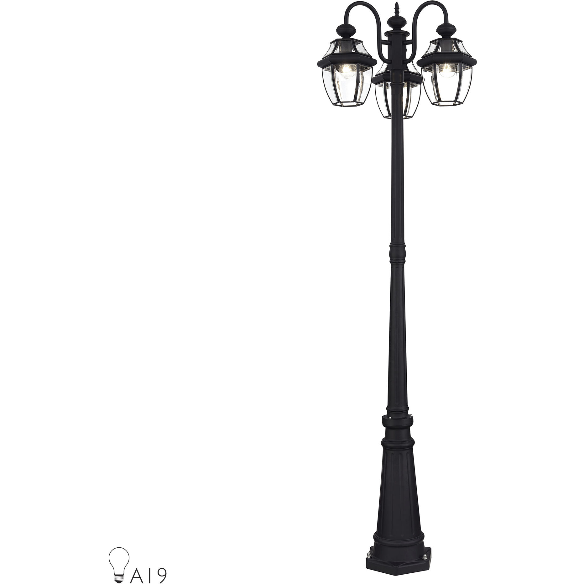 Monterey 3 Light 80.13 inch Black Outdoor 3 Head Post Light